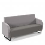 Encore low back 3 seater sofa 1800mm wide with black sled frame - present grey seat with forecast grey back ENC03L-MF-PG-FG