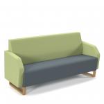 Encore low back 3 seater sofa 1800mm wide with wooden sled frame - elapse grey seat with endurance green back ENC03L-WF-EG-EN