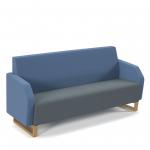 Encore low back 3 seater sofa 1800mm wide with wooden sled frame - elapse grey seat with range blue back ENC03L-WF-EG-RB