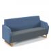 Encore² low back 3 seater sofa 1800mm wide with wooden sled frame - elapse grey seat with range blue back