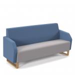 Encore low back 3 seater sofa 1800mm wide with wooden sled frame - forecast grey seat with range blue back ENC03L-WF-FG-RB
