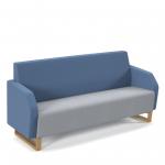 Encore low back 3 seater sofa 1800mm wide with wooden sled frame - late grey seat with range blue back ENC03L-WF-LG-RB