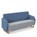 Encore² low back 3 seater sofa 1800mm wide with wooden sled frame - late grey seat with range blue back