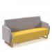 Encore² low back 3 seater sofa 1800mm wide with wooden sled frame - lifetime yellow seat with forecast grey back