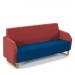 Encore² low back 3 seater sofa 1800mm wide with wooden sled frame - maturity blue seat with extent red back