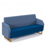 Encore low back 3 seater sofa 1800mm wide with wooden sled frame - maturity blue seat with range blue back ENC03L-WF-MB-RB