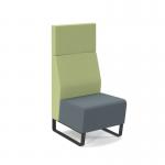 Encore² modular single seater high back sofa with no arms and black sled frame - elapse grey seat with endurance green back ENC-MOD01H-MF-EG-EN