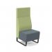 Encore² modular single seater high back sofa with no arms and black sled frame - elapse grey seat with endurance green back ENC-MOD01H-MF-EG-EN