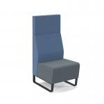 Encore² modular single seater high back sofa with no arms and black sled frame - elapse grey seat with range blue back ENC-MOD01H-MF-EG-RB