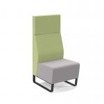 Encore² modular single seater high back sofa with no arms and black sled frame - forecast grey seat with endurance green back ENC-MOD01H-MF-FG-EN