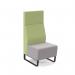 Encore² modular single seater high back sofa with no arms and black sled frame - forecast grey seat with endurance green back ENC-MOD01H-MF-FG-EN
