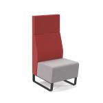 Encore² modular single seater high back sofa with no arms and black sled frame - forecast grey seat with extent red back ENC-MOD01H-MF-FG-ER