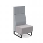 Encore² modular single seater high back sofa with no arms and black sled frame - forecast grey seat with late grey back ENC-MOD01H-MF-FG-LG