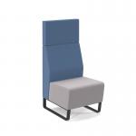 Encore² modular single seater high back sofa with no arms and black sled frame - forecast grey seat with range blue back ENC-MOD01H-MF-FG-RB