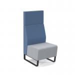 Encore² modular single seater high back sofa with no arms and black sled frame - late grey seat with range blue back ENC-MOD01H-MF-LG-RB