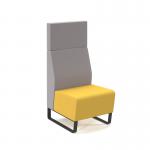 Encore² modular single seater high back sofa with no arms and black sled frame - lifetime yellow seat with forecast grey back ENC-MOD01H-MF-LY-FG