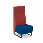 Encore² modular single seater high back sofa with no arms and black sled frame - maturity blue seat with extent red back ENC-MOD01H-MF-MB-ER