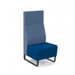 Encore² modular single seater high back sofa with no arms and black sled frame - maturity blue seat with range blue back ENC-MOD01H-MF-MB-RB