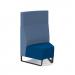 Encore² modular single seater high back sofa with no arms and black sled frame - maturity blue seat with range blue back