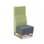 Encore² modular single seater high back sofa with no arms and wooden sled frame - elapse grey seat with endurance green back ENC-MOD01H-WF-EG-EN