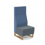 Encore² modular single seater high back sofa with no arms and wooden sled frame - elapse grey seat with range blue back ENC-MOD01H-WF-EG-RB