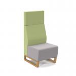 Encore² modular single seater high back sofa with no arms and wooden sled frame - forecast grey seat with endurance green back ENC-MOD01H-WF-FG-EN