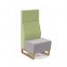 Encore² modular single seater high back sofa with no arms and wooden sled frame - forecast grey seat with endurance green back ENC-MOD01H-WF-FG-EN