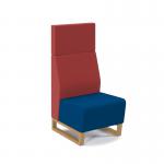 Encore² modular single seater high back sofa with no arms and wooden sled frame - maturity blue seat with extent red back ENC-MOD01H-WF-MB-ER