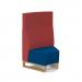 Encore² modular single seater high back sofa with no arms and wooden sled frame - maturity blue seat with extent red back