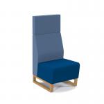 Encore² modular single seater high back sofa with no arms and wooden sled frame - maturity blue seat with range blue back ENC-MOD01H-WF-MB-RB