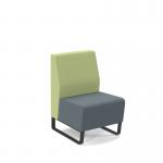 Encore² modular single seater low back sofa with no arms and black sled frame - elapse grey seat with endurance green back ENC-MOD01L-MF-EG-EN
