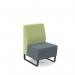 Encore² modular single seater low back sofa with no arms and black sled frame - elapse grey seat with endurance green back ENC-MOD01L-MF-EG-EN
