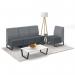 Encore modular single seater low back sofa with no arms and black sled frame - elapse grey seat with late grey back ENC-MOD01L-MF-EG-LG