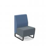Encore² modular single seater low back sofa with no arms and black sled frame - elapse grey seat with range blue back ENC-MOD01L-MF-EG-RB