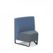 Encore² modular single seater low back sofa with no arms and black sled frame - elapse grey seat with range blue back