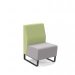 Encore² modular single seater low back sofa with no arms and black sled frame - forecast grey seat with endurance green back ENC-MOD01L-MF-FG-EN