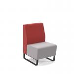 Encore² modular single seater low back sofa with no arms and black sled frame - forecast grey seat with extent red back ENC-MOD01L-MF-FG-ER
