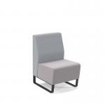 Encore² modular single seater low back sofa with no arms and black sled frame - forecast grey seat with late grey back ENC-MOD01L-MF-FG-LG