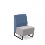 Encore² modular single seater low back sofa with no arms and black sled frame - forecast grey seat with range blue back ENC-MOD01L-MF-FG-RB