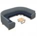 Encore² modular single seater low back sofa with no arms and black sled frame - forecast grey seat with range blue back