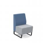 Encore modular single seater low back sofa with no arms and black sled frame - late grey seat with range blue back ENC-MOD01L-MF-LG-RB