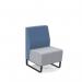 Encore modular single seater low back sofa with no arms and black sled frame - late grey seat with range blue back ENC-MOD01L-MF-LG-RB