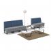 Encore modular single seater low back sofa with no arms and black sled frame - late grey seat with range blue back ENC-MOD01L-MF-LG-RB