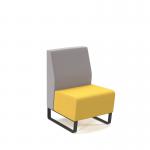 Encore² modular single seater low back sofa with no arms and black sled frame - lifetime yellow seat with forecast grey back ENC-MOD01L-MF-LY-FG