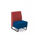 Encore² modular single seater low back sofa with no arms and black sled frame - maturity blue seat with extent red back ENC-MOD01L-MF-MB-ER