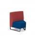 Encore² modular single seater low back sofa with no arms and black sled frame - maturity blue seat with extent red back