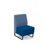 Encore² modular single seater low back sofa with no arms and black sled frame - maturity blue seat with range blue back ENC-MOD01L-MF-MB-RB