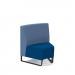 Encore² modular single seater low back sofa with no arms and black sled frame - maturity blue seat with range blue back