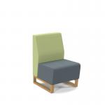 Encore² modular single seater low back sofa with no arms and wooden sled frame - elapse grey seat with endurance green back ENC-MOD01L-WF-EG-EN