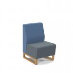 Encore² modular single seater low back sofa with no arms and wooden sled frame - elapse grey seat with range blue back ENC-MOD01L-WF-EG-RB